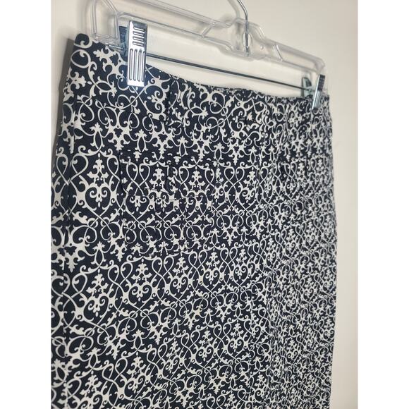 Ann Taylor Margo cotton capri pants black white scroll design - 6 - Picture 2 of 6